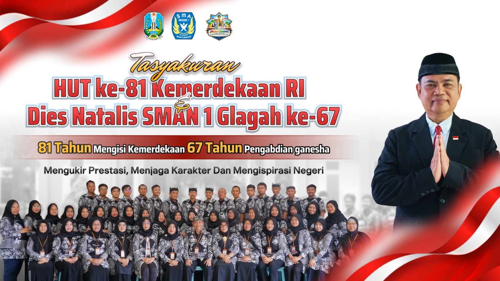 Kegiatan Tasyakuran HUT Kemerdekaan RI ke 81 tahun dan Dies Natalis SMAN 1 Glagah ke 67 tahun. (Foto: Humas)